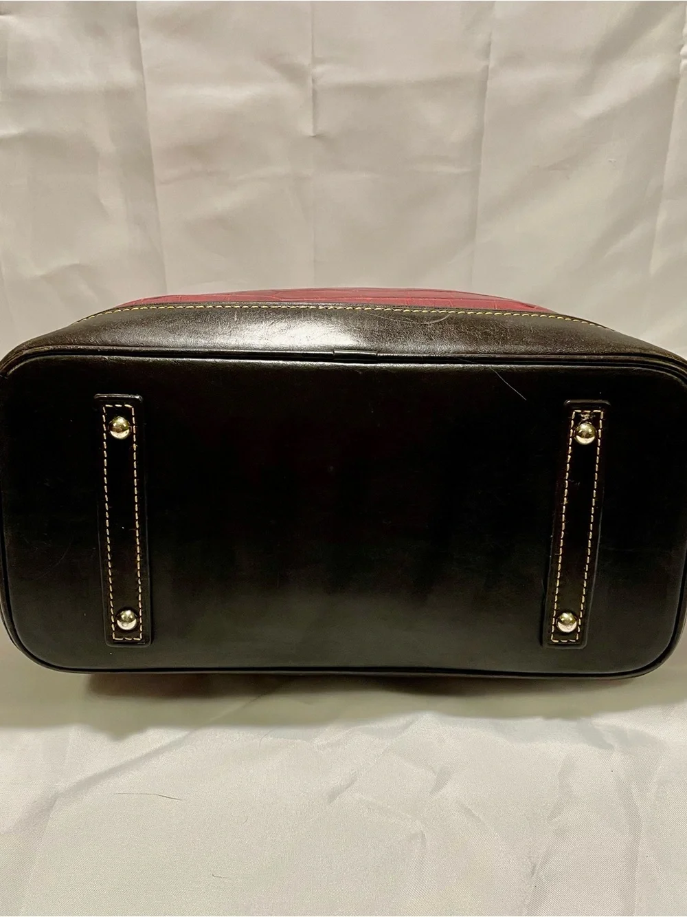 Dooney & Bourke Red Belvedere Crocodile Embossed Leather Logo Lock Hobo Bag